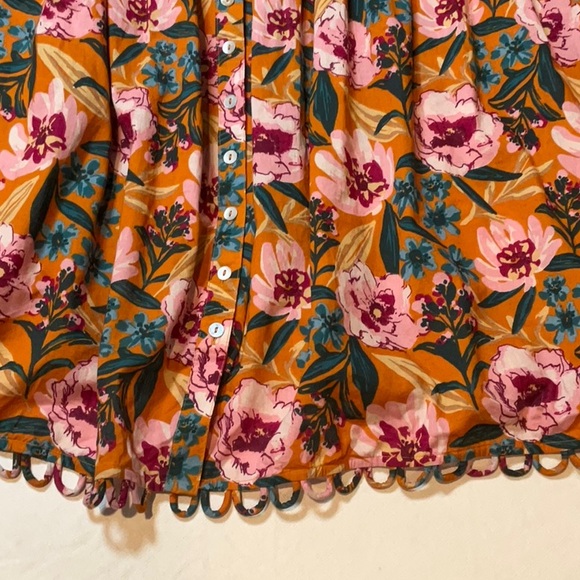 Topshop Orange Floral Three Quarter Inch Puffed Sleeve Mini Dress Size 12 - Picture 9 of 10